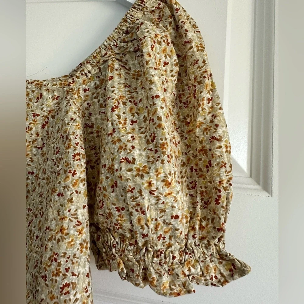 NWOT Madewell Hopewell Puff-Sleeve Crop Top in Cottage Garden